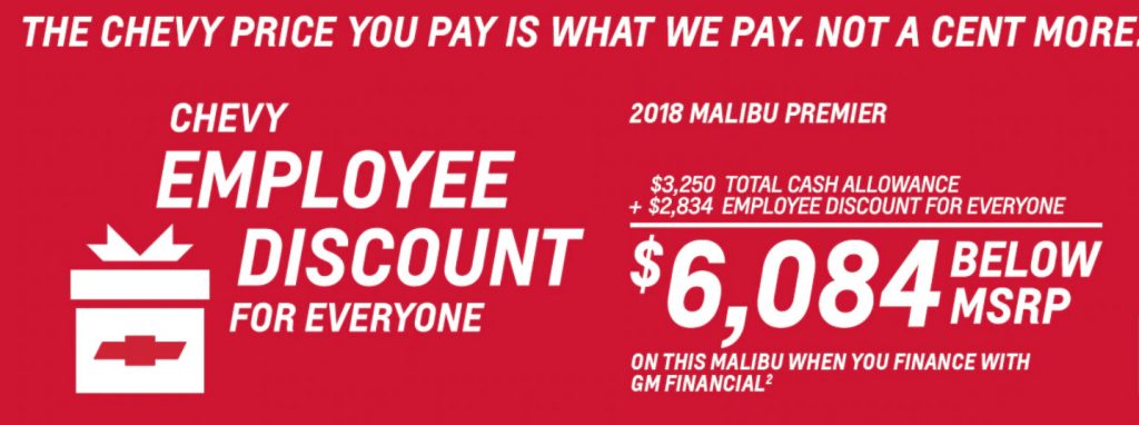 Chevrolet Malibu December 2018 Incentive
