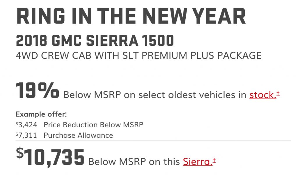 2019 GMC Sierra 1500 Jan 2019 Incentive 001