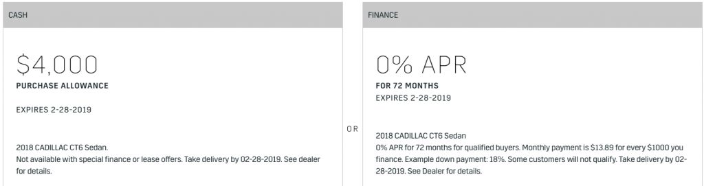 2018 Cadillac CT6 Incentive - February 2019