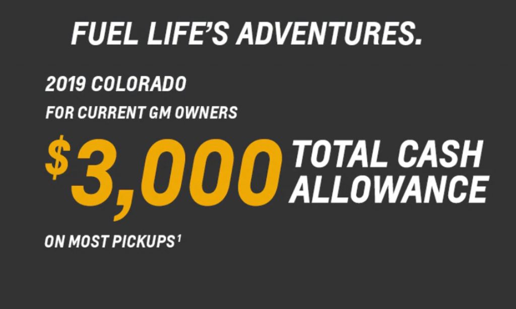 Chevrolet Colorado Feb 2019 Incentive
