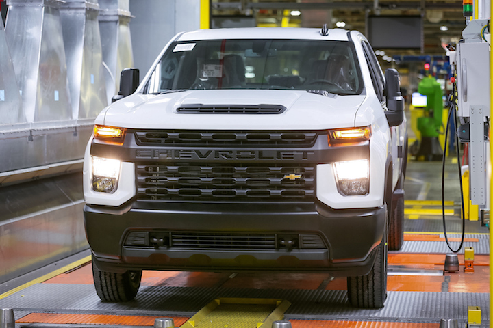 A 2020 Chevrolet Silverado HD in dynamic vehicle testing on Thursday, January 24, 2019 at General Motors Flint Assembly in Flint, Michigan. (Photo by John F. Martin for Chevrolet)