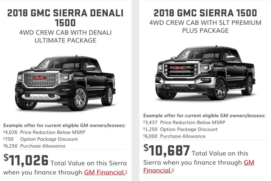 2018 GMC Sierra 1500 March 2019 Incentive