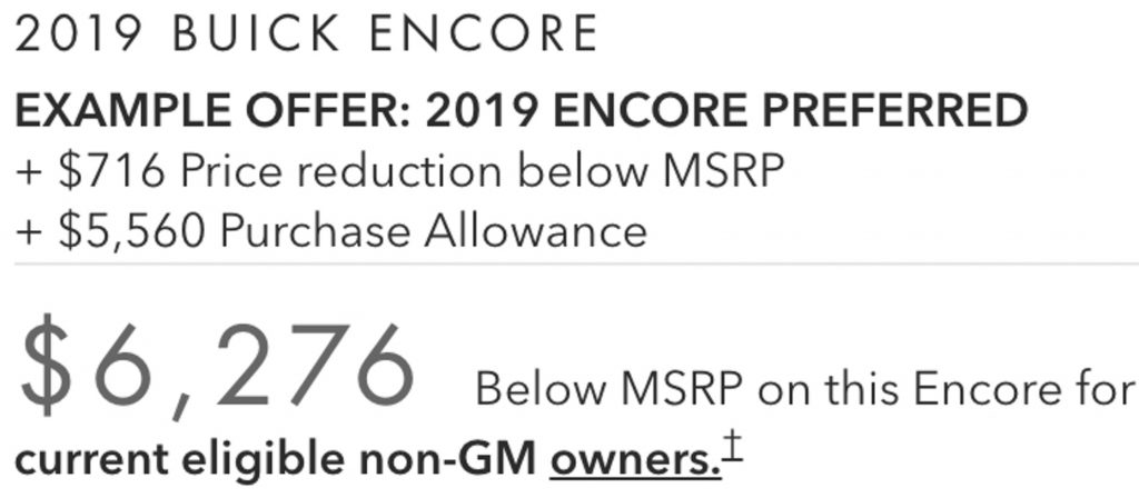 Buick Encore March 2019 Incentive