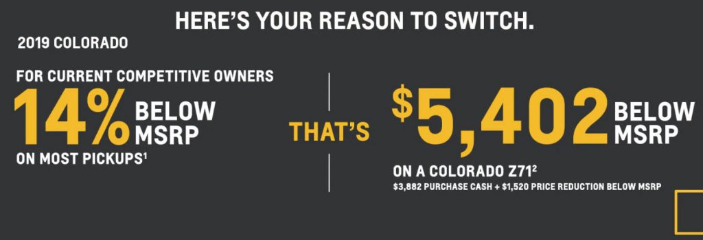 Chevy Colorado March 2019 Incentive