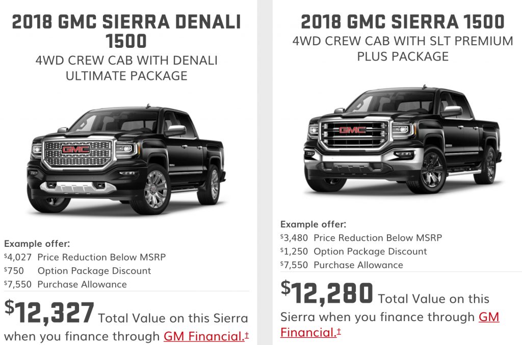 2018 GMC Sierra 1500 April 2019 Incentive