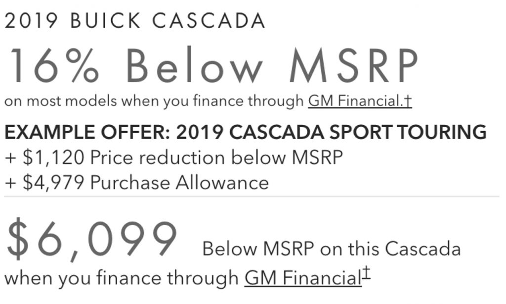 Buick Cascada Incentive April 2019
