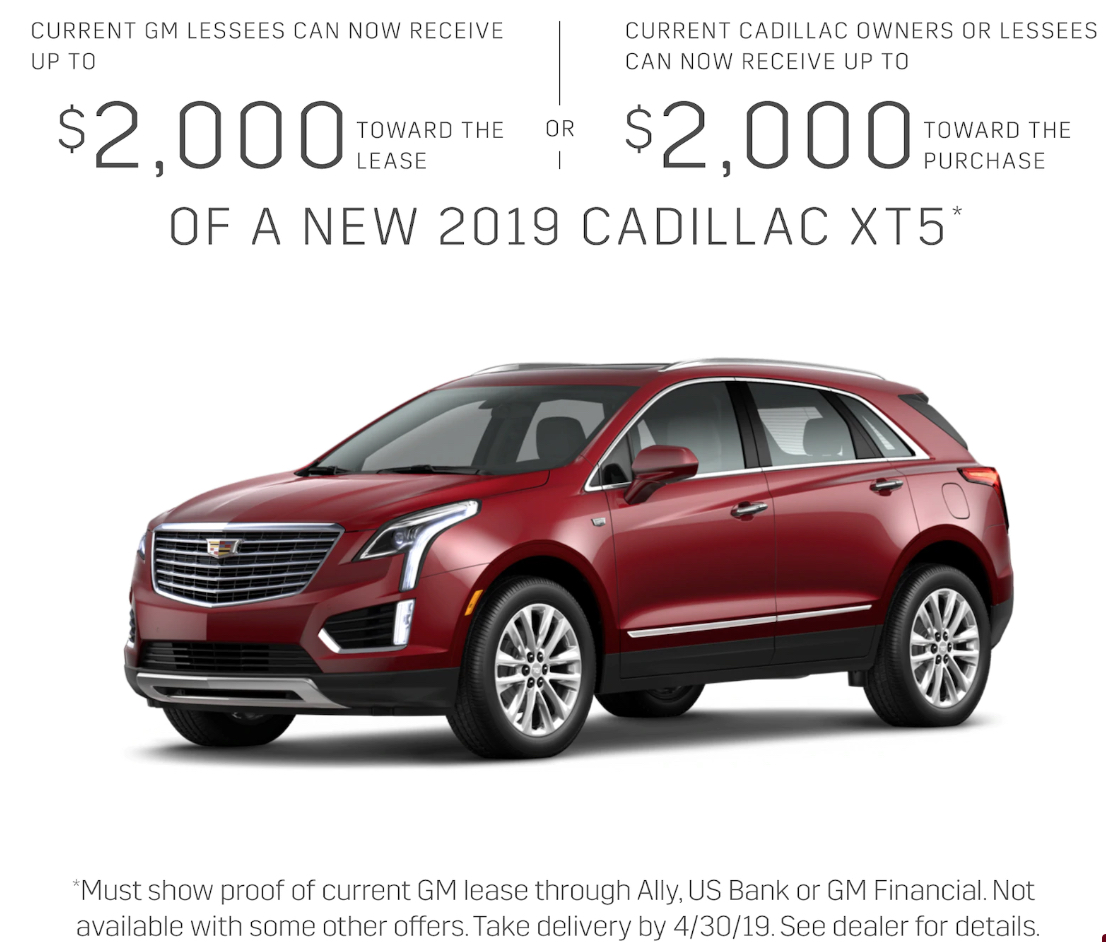 Cadillac XT5 Incentive April 2019