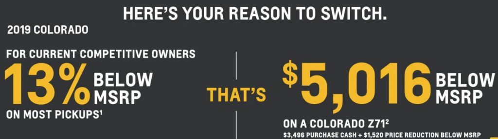 Chevrolet Colorado Incentive April 2019