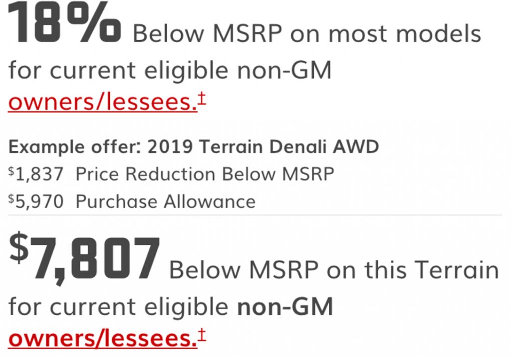 GMC Terrain Incentive April 2019