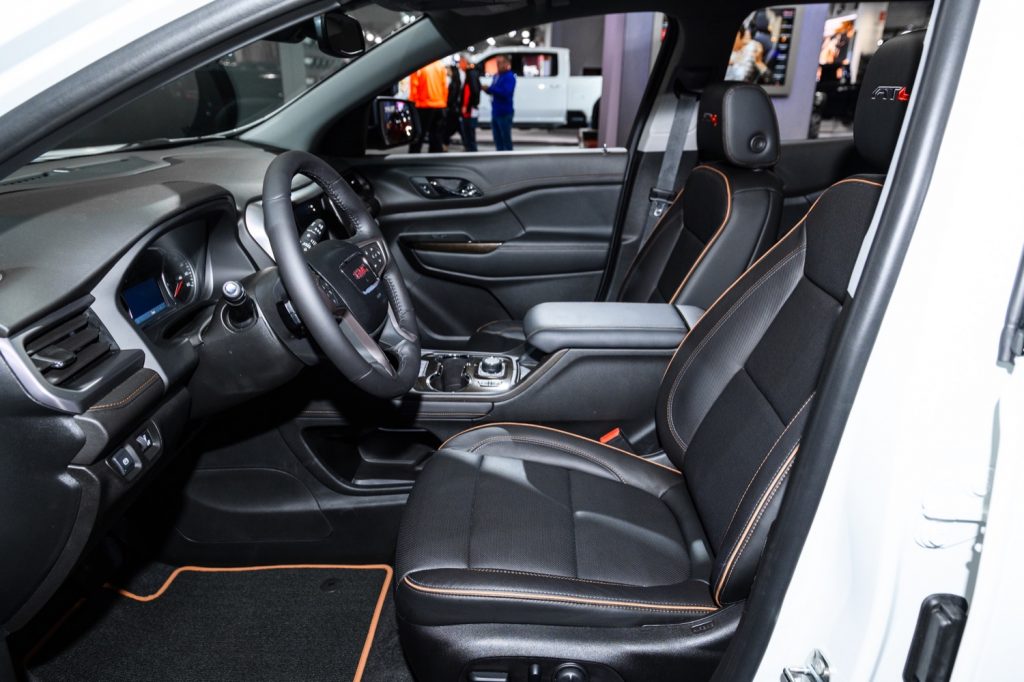 Interior view of the second-gen Acadia, including the 2023 GMC Acadia.