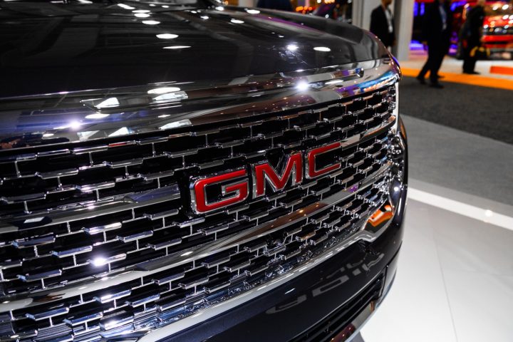 The front end of the GMC Acadia. The 2024 GMC Acadia will usher in a new generation of the midsize crossover.