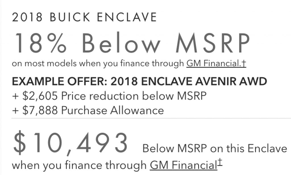 Buick Enclave May 2019 Incentive