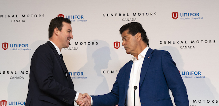 GM Canada and Unifor reach agreement over Oshawa Assembly (Jerry Dias right)