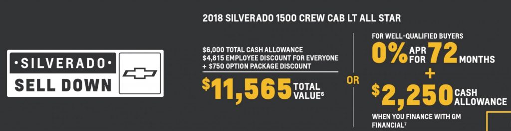 2018 Chevrolet Silverado 1500 Incentive June 2019