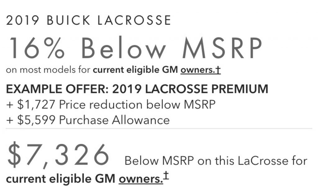 Buick LaCrosse June 2019 Incentive 001