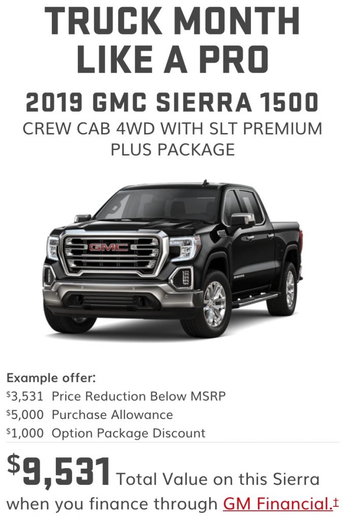 GMC Sierra T1 Incentive June 2019