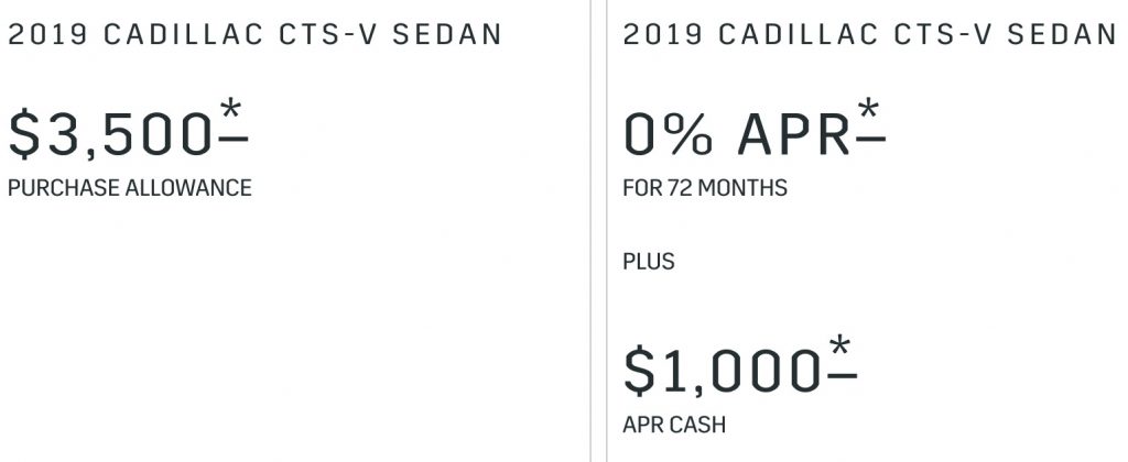 2019 Cadillac CTS-V July 2019 Incentive