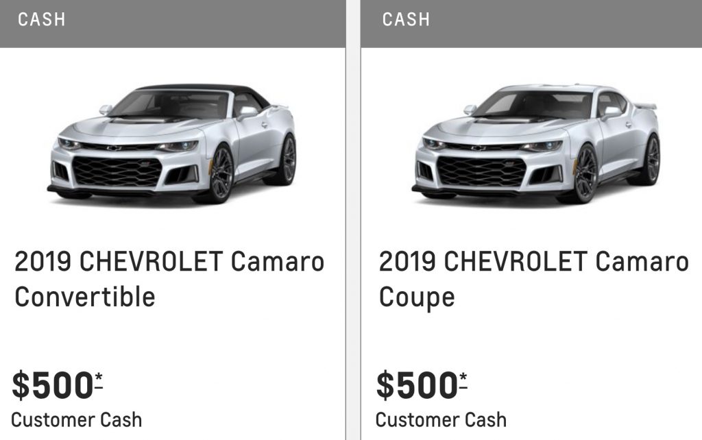 2019 Chevrolet Camaro July 2019 Incentive