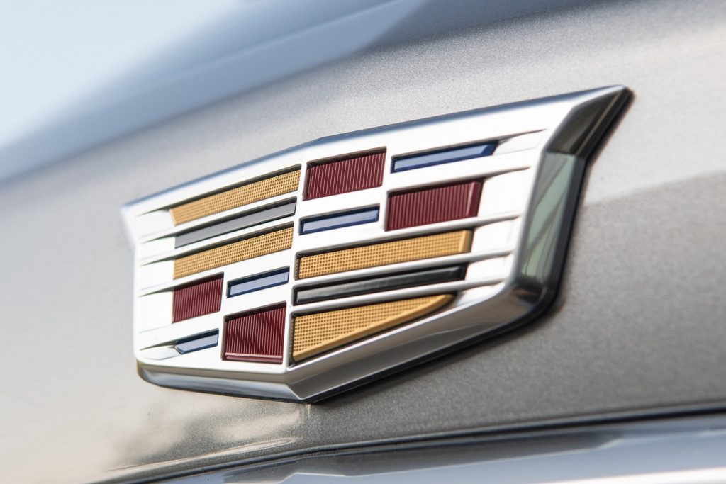 The Cadillac logo on the 2024 Cadillac XT5. 