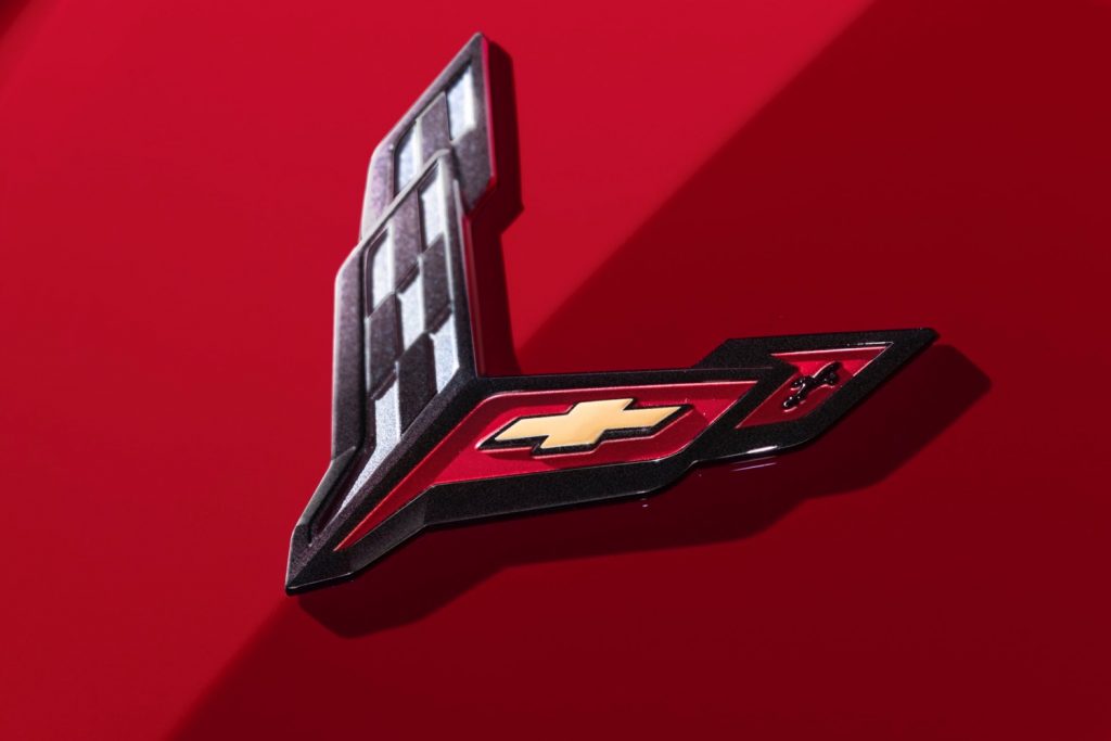 The badge on a Chevy Corvette Stingray.