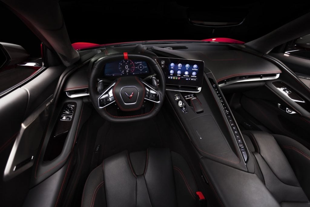 Jet Black Is Most Popular 2021 Corvette Interior Color So Far   2020 Chevrolet Corvette C8 Stingray Coupe Interior Jet Black With Red Stitching 001 Cockpit 1024x683 