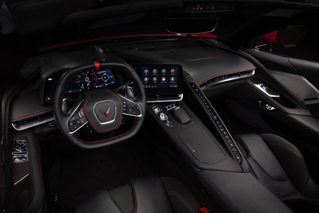 2020 Chevrolet Corvette C8 Stingray Coupe Interior - Jet Black with Red Stitching 002 cockpit