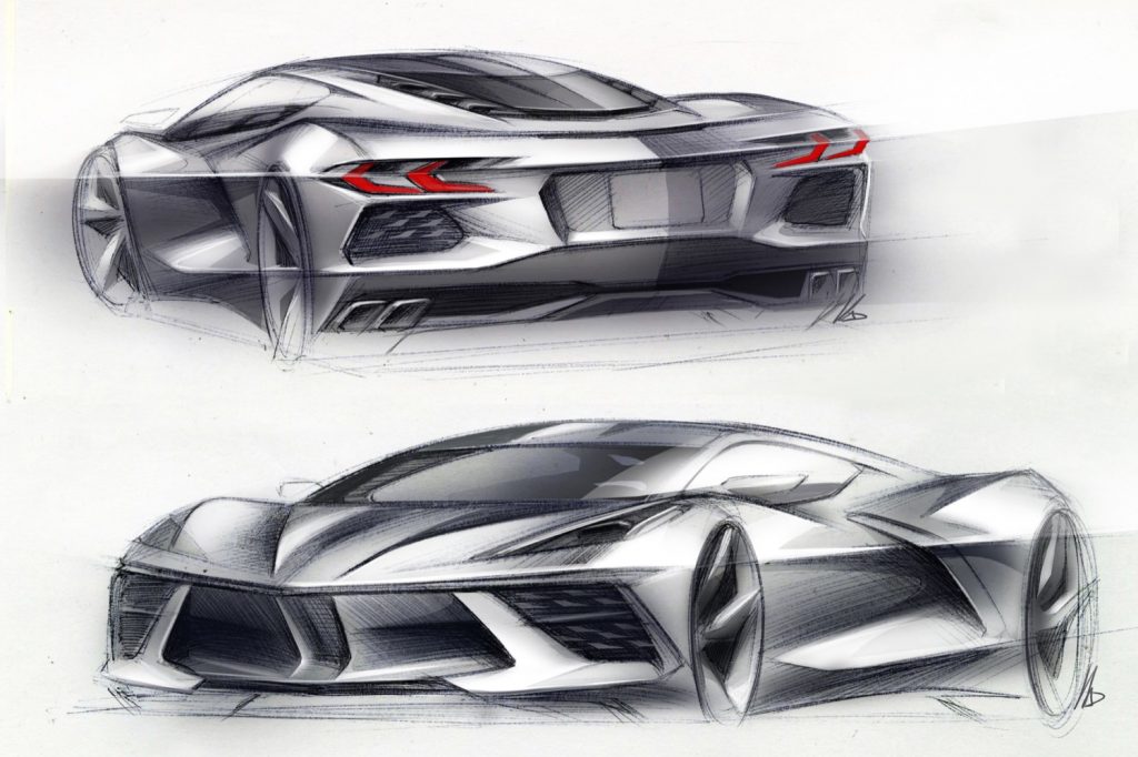 A sketch of the C8 Corvette