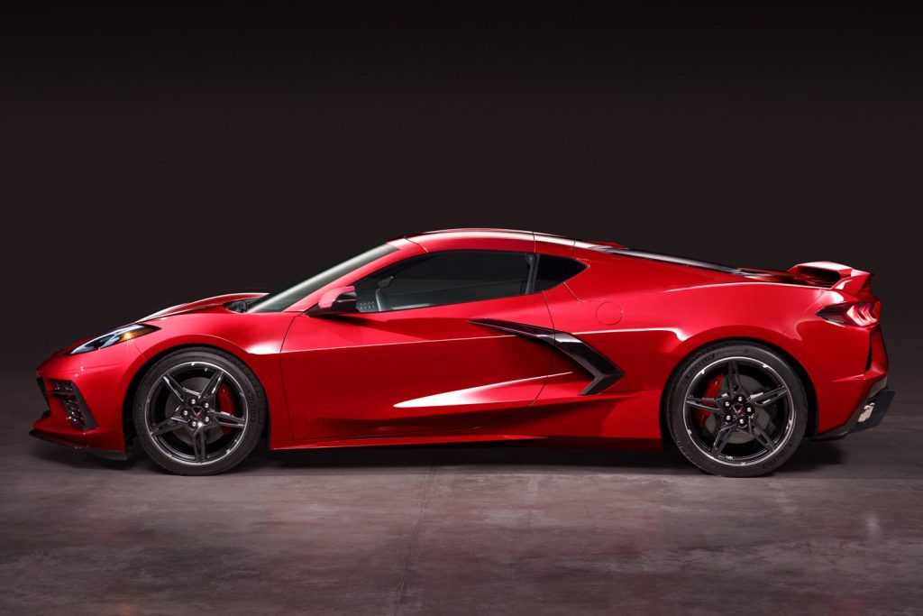 Side view of the latest generation Chevrolet Corvette.