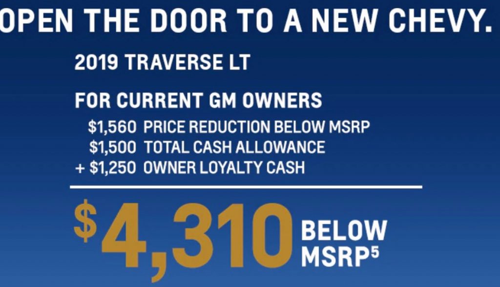Chevrolet Traverse July 2019 Incentive 001