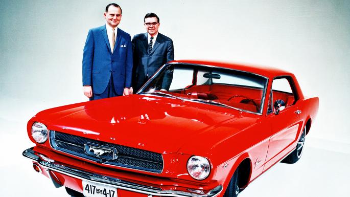 Lee Iacocca with Ford Mustang