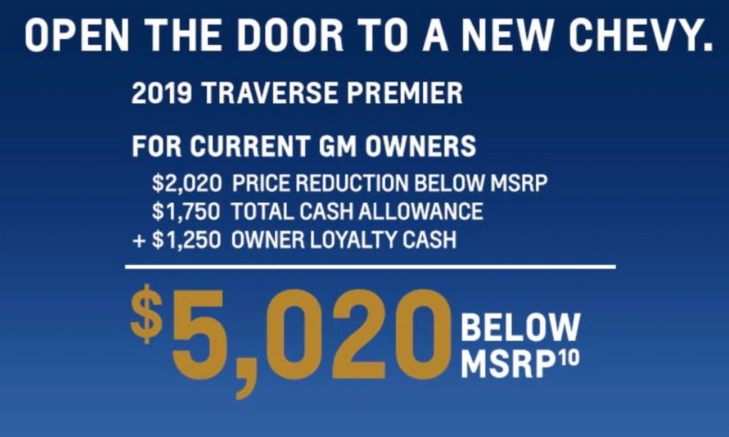 Chevrolet Traverse August 2019 Incentive 001