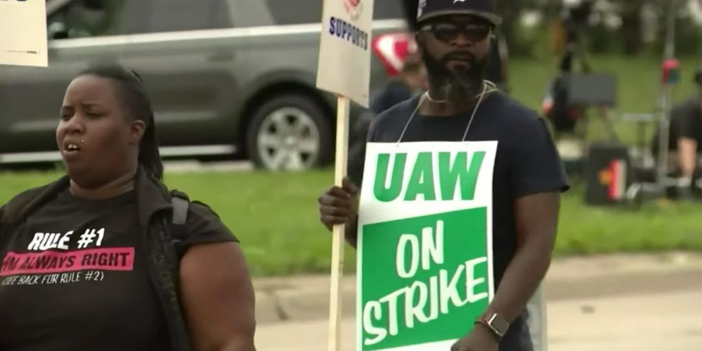 UAW strike signs from an earlier strike.