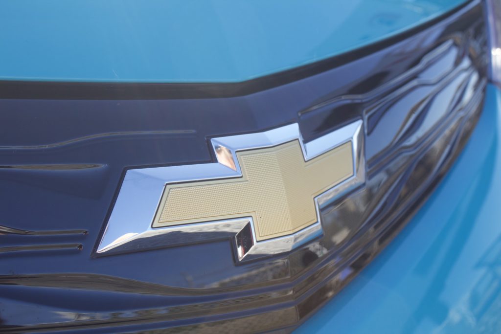 The Chevrolet badge on the Chevy Bolt.