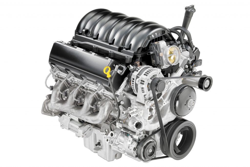 The naturally aspirated 6.6L V8 L8T gasoline engine.