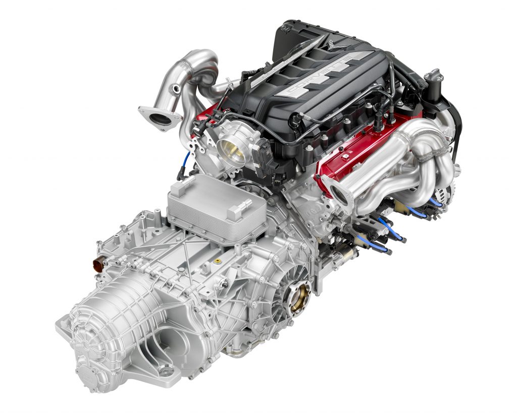 The C8 Corvette Stingray's LT2 engine and M1L transmission.