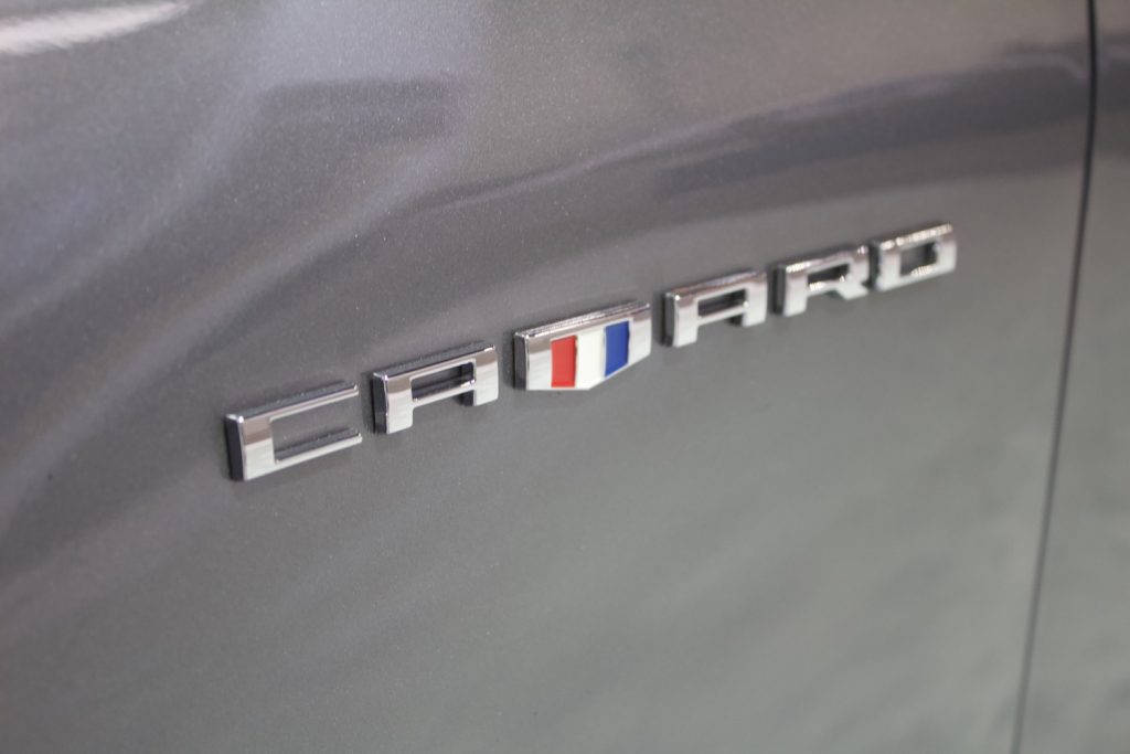 The Camaro badge on the 2024 Chevy Camaro.