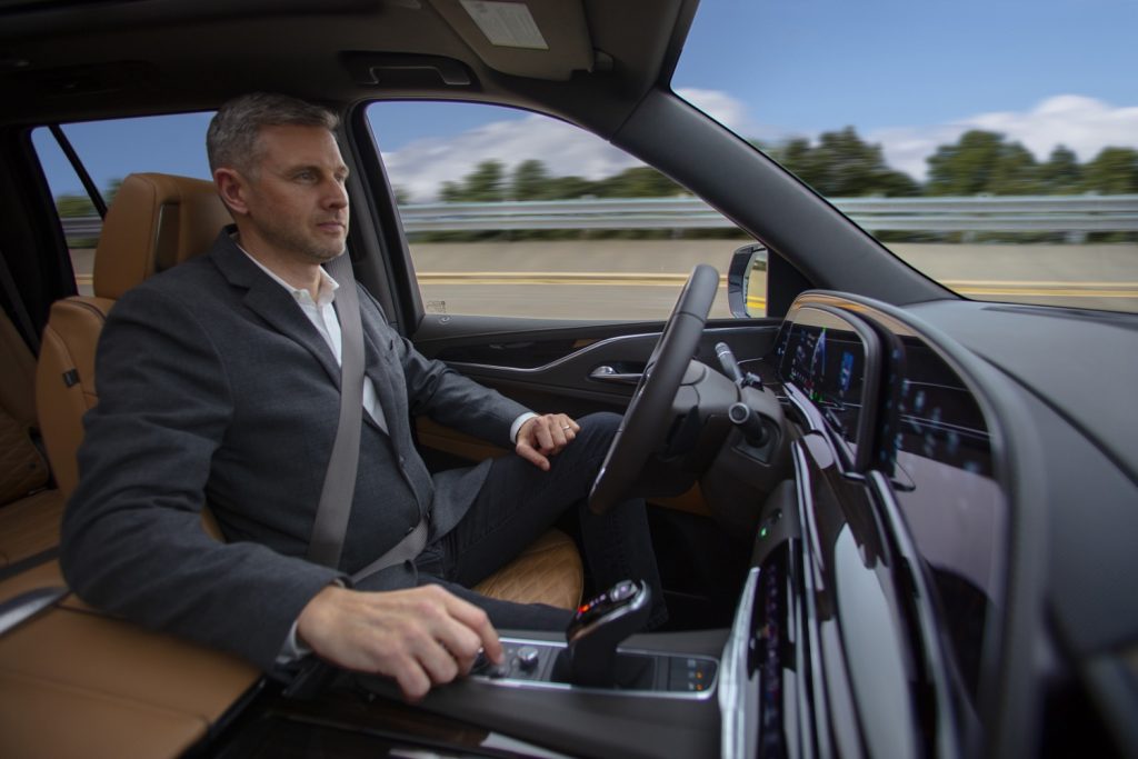 One of GM's semi autonomous vehicles with Super Cruise demonstrating hands-free driving.