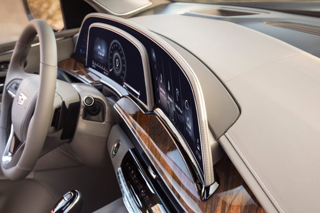 The 2021 Cadillac Escalade interior with 38 inch OLED display.