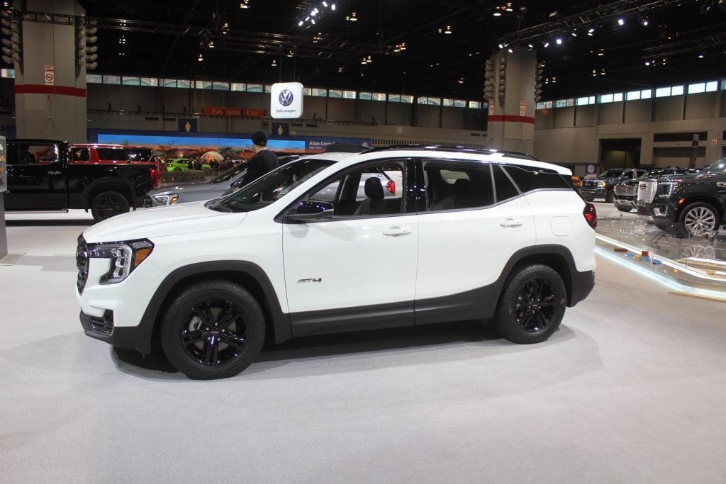 Side view of the 2021 GMC Terrain at the Chicago Auto Show. 