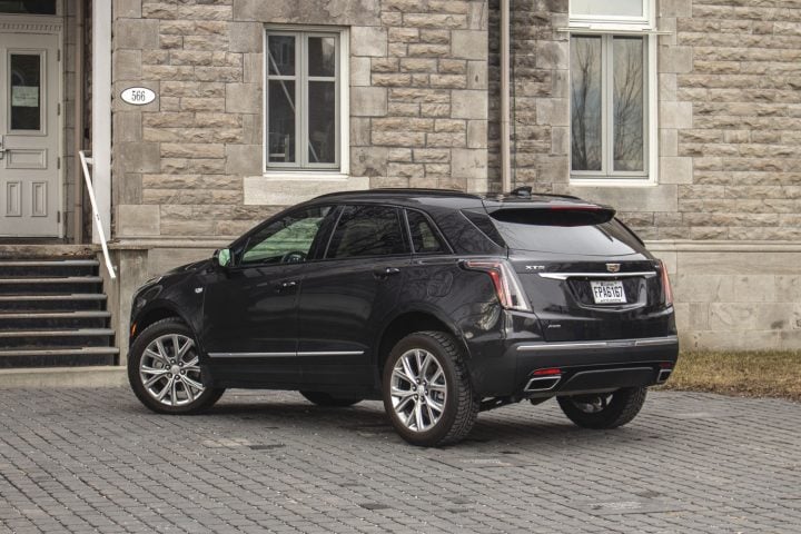 Rear-three-quarter view of Cadillac XT5.