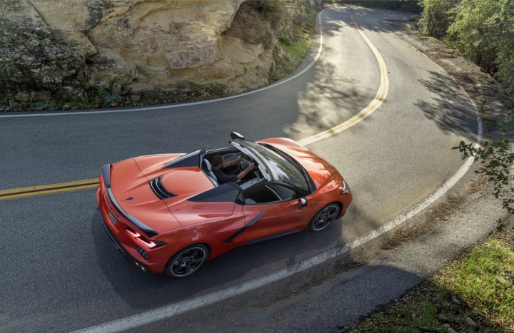 Chevy Corvette Stingray driving.
