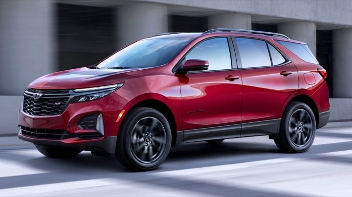 Front three quarters view of a Chevy Equinox crossover.