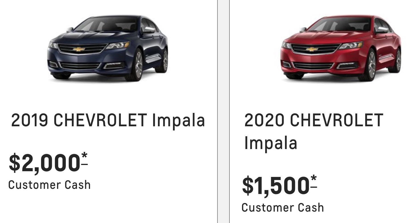 Chevrolet Impala Discount Totals 2,000 In April 2020 GM Authority