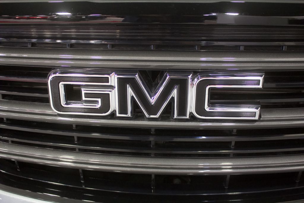 The GMC logo on the GMC Terrain grille.
