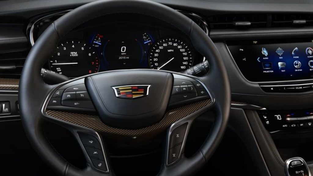 Up-level gauge cluster on 2017-2019 Cadillac XT5 (standard and available on on XT5 Platinum model)