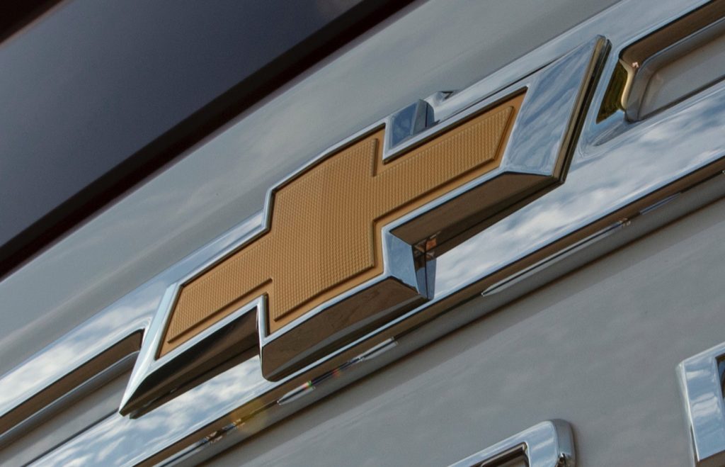 The Chevy logo on the Chevy Suburban liftgate.
