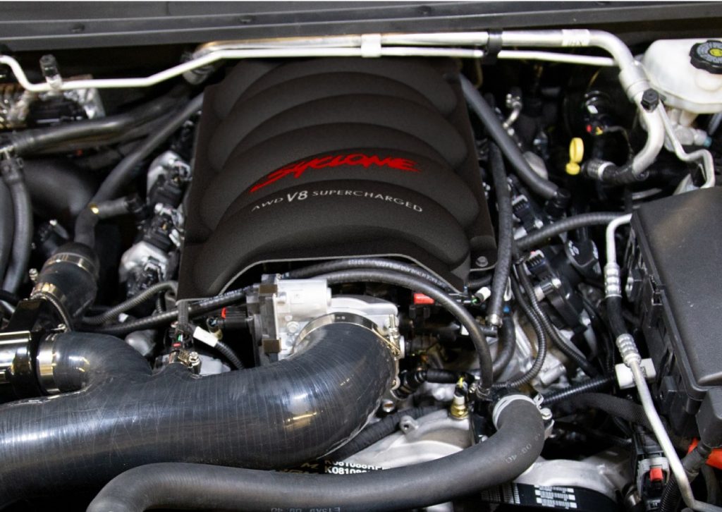 The 2021 Syclone's 750-horsepower supercharged 5.3L V8 L83 engine.