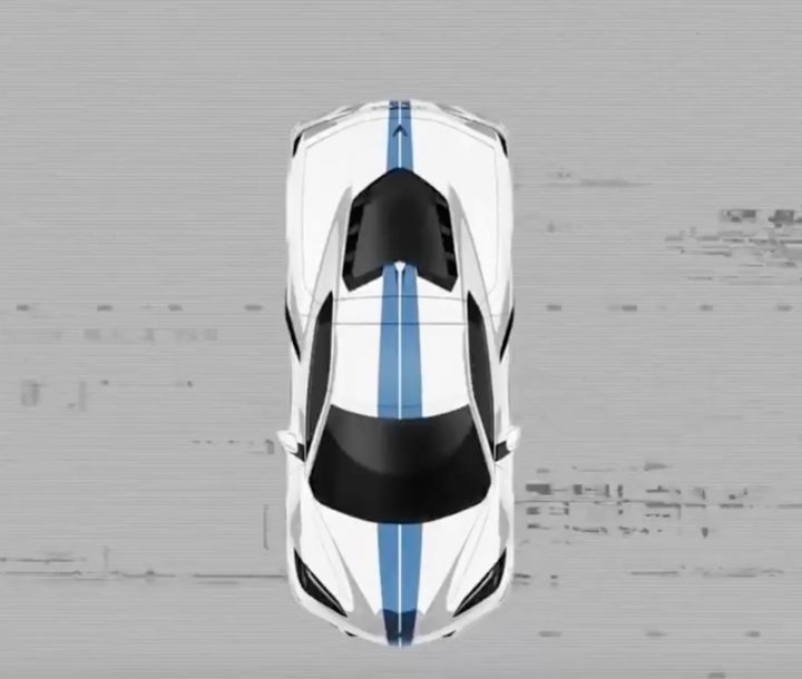 2025 Corvette with full-length racing stripes