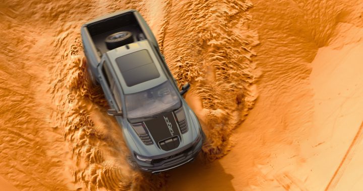 Ram TRX driving in a desert.