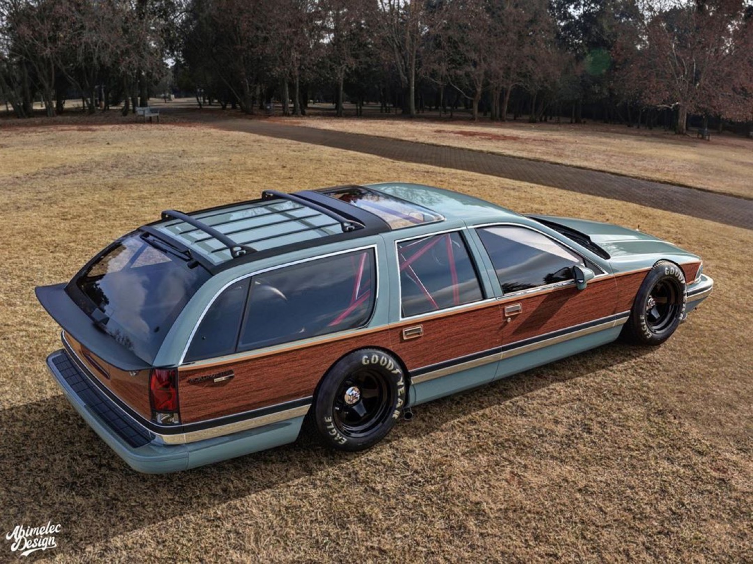 Outside, this Buick Roadmaster racer looks surprisingly factory. 